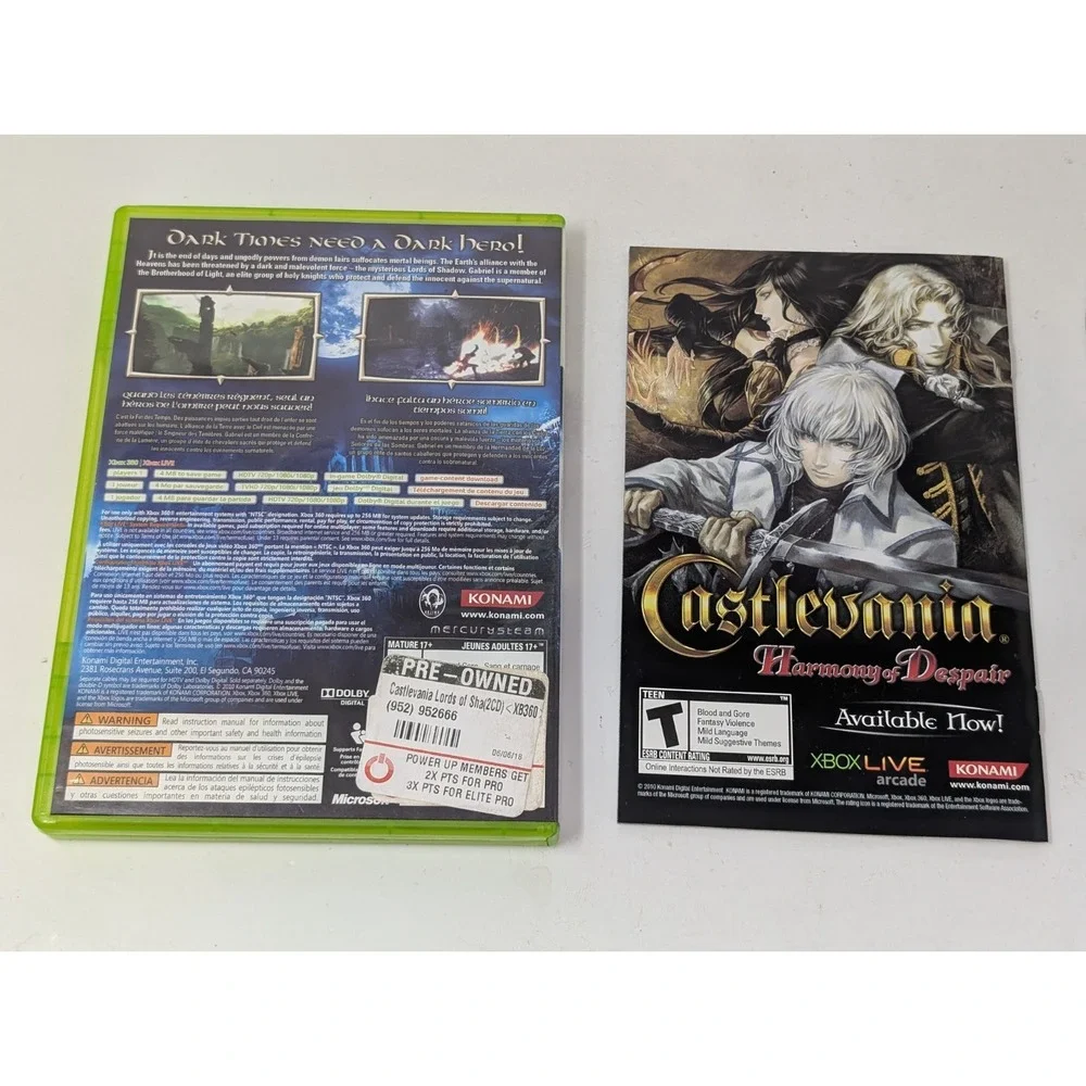 Castlevania Lords of Shadow Microsoft Xbox 360 Complete‎ W/ Manual CIB
